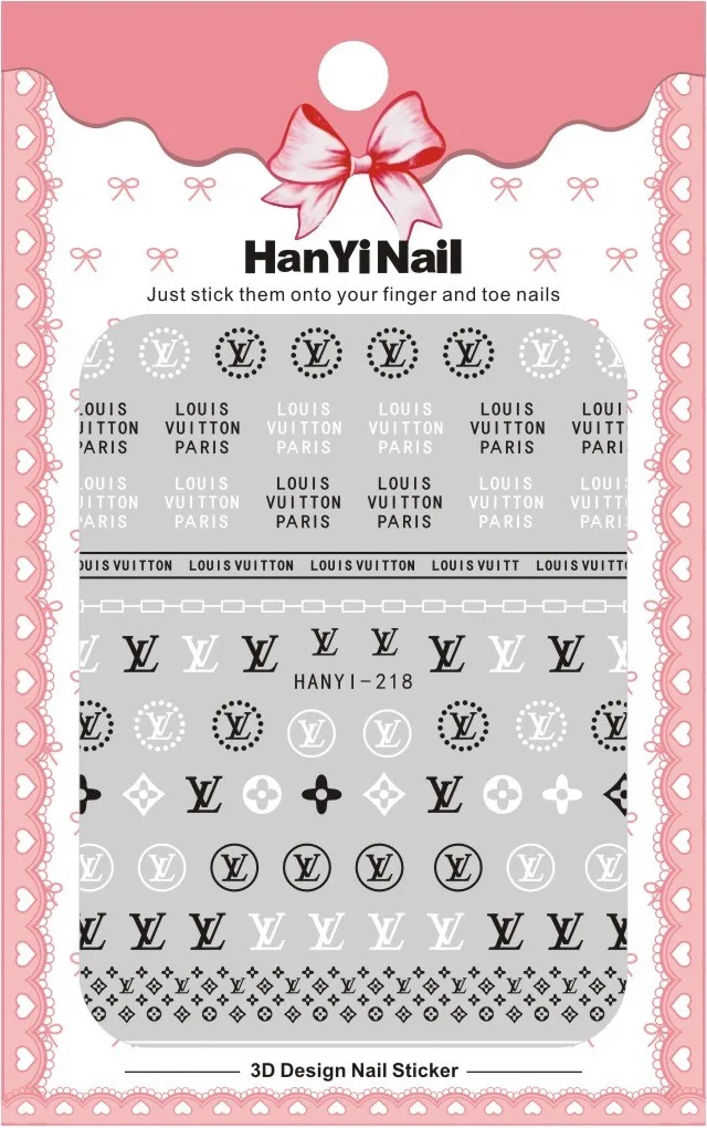 3 листа 3D наклейки для ногтей дизайн ультратонкий Логотип Торговая марка Gummed