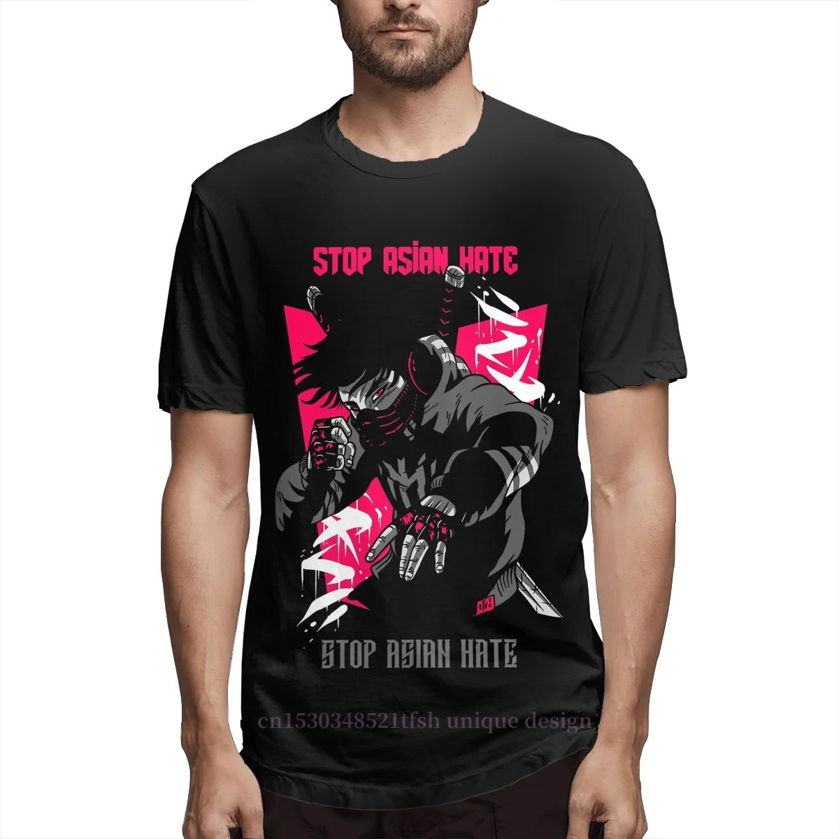 

Мужская футболка с коротким рукавом, с надписью «Stop Asia Hate»