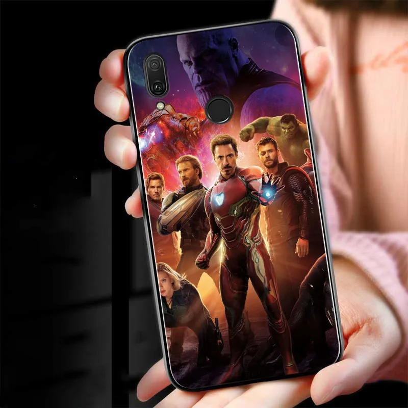 Black Silicone Cover Avenger Marvel Superhero For Huawei P50 P40 P30 P20 Pro P10 P9 P8 Lite E Plus 2019 Phone Case