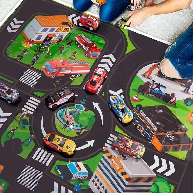 

Baby Car Model Toys Simulation Engineering Vehicles Traffic Map Set Alloy Plastic Fall Resistance Educational Toy Gifts for Kids
