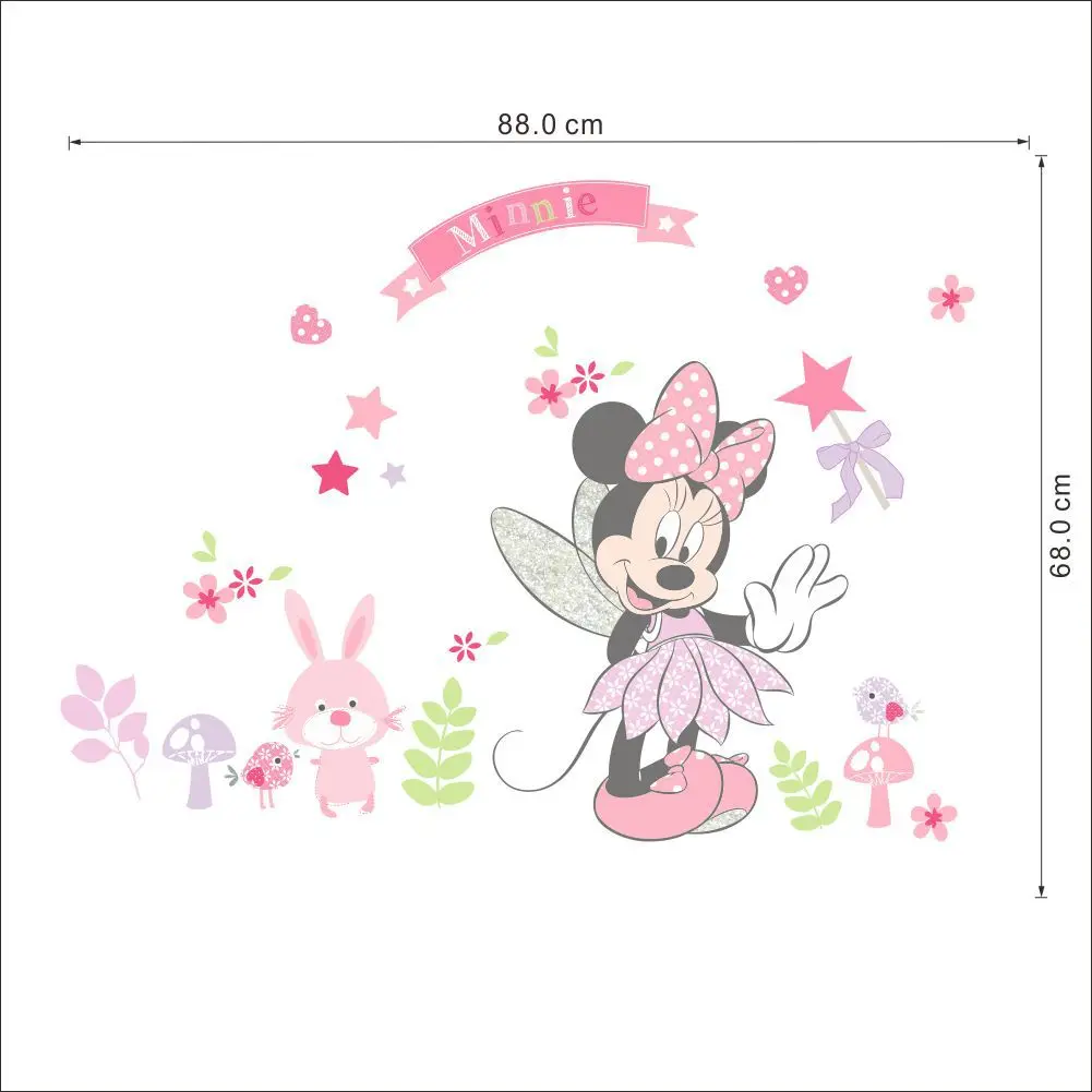 Cartoon Mickey Minnie Mouse Wall Stickers For Kids Girl Room Baby Bedroom Home Decals Wall Art Nursery Amusement Park DIY Poster