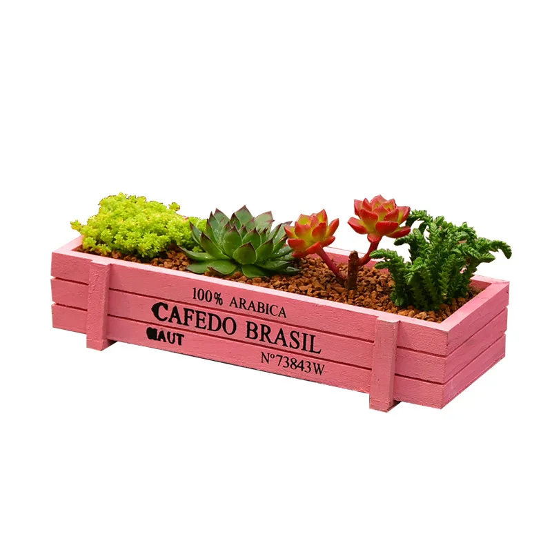 

Wooden Planter Box Garden Plant Flower Pot Decorative Yard Microlandscape Flower Vintage Succulent Container Gardening Decor