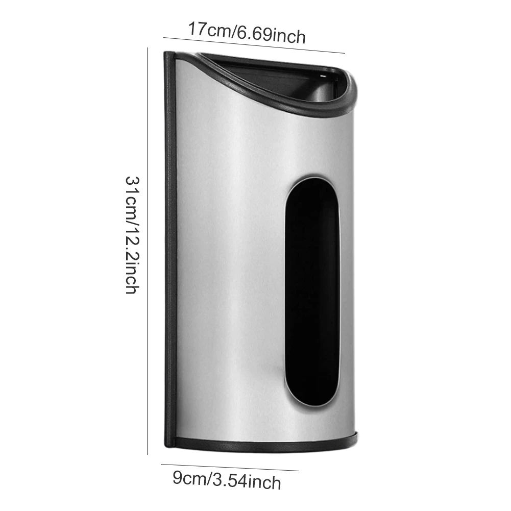 

Stainless Steel Wall Mounted Grocery Bag Plastic Bag Dispenser Distributor Malmo Plastic Bag Saver Anti Fingerprint Silver Color