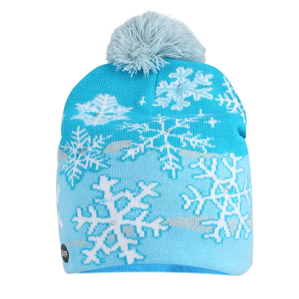 Синие Шапки с помпоном светодиодный светильник женские зимние шапки