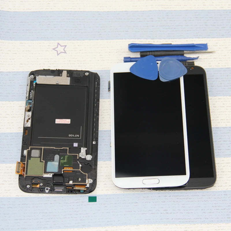 With Frame Full Digitizer LCDs For Samsung Galaxy Note2 Note 2 N7100 N7105 LCD Display Touch Screen Assembly Replacement | Мобильные