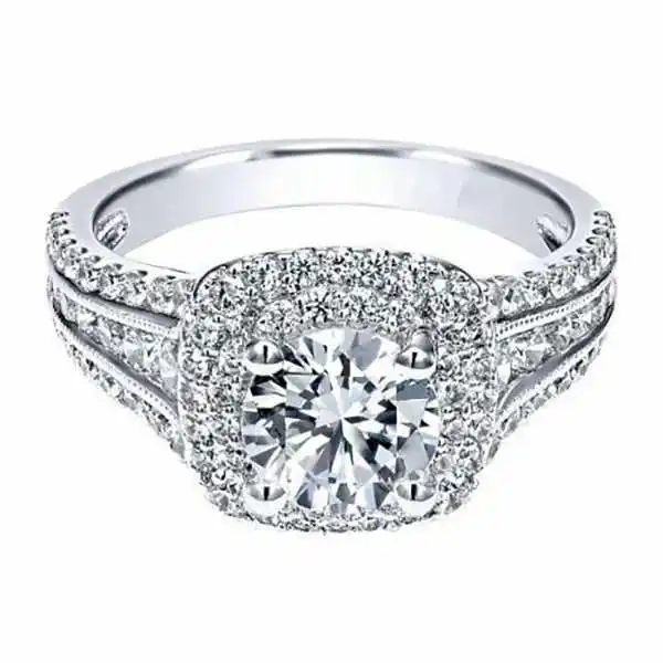

14K white gold Diamond Ring for Women Square Anillos Bizuteria Wedding bague diamant Gemstone White diamond Jewelry Ring girls