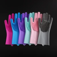 1 pair silicone gloves kitchen cleaning dishwashing gloves magic scrubber rubber dish washing gloves tools kitchen gadgets