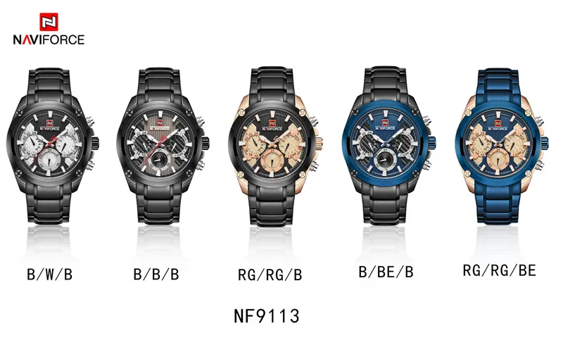 NAVIFORCE мужские наручные часы модные спортивные мужские часы лучший бренд класса люкс военные армейские деловые кварцевые мужские часы из нержавеющей стали 9113