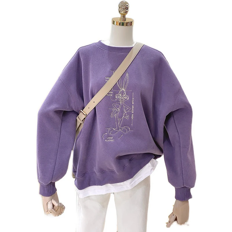 

Girls Kawaii Bunny Embroidery Hoodies Harajuku Cute Anime Oversized Sweatshirts Graphic Long Sleeve Female Thick Pullovers