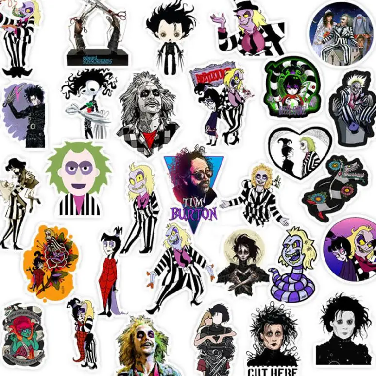 103050pcs tim burton film series sticker school student diary hand ledger stationery mobile phone guitar decoration kids free global shipping