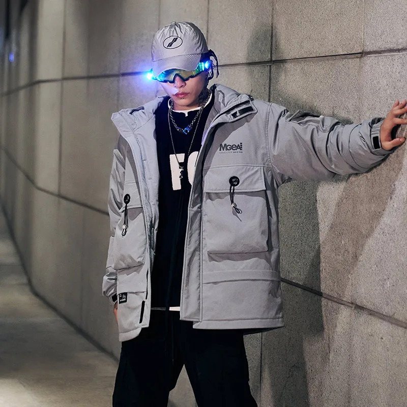 Новый пуховик для мужчин красивая сохраняющая тепло куртка в стиле сафари зимнее