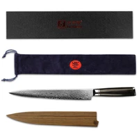 sunlong fillet knife 10 inch damascus japanese steel sushi knife sashimi knife natural ebony wood handle with wood sheath