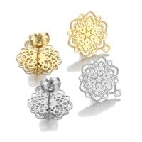 aiovlo 10pcslot stainless steel geometric openwork flower bohemia earring base connectors linkers for diy earrings jewelry