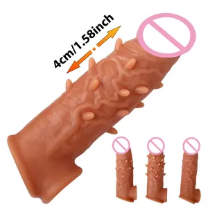 Penis Extender Cock Sleeve Reusable Condoms With Cock Ring Adult Sex Toys For Men Ejaculation Delay Penis Enlargement Dick Cover