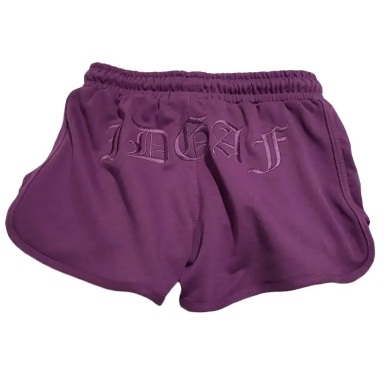 

Women Sports Drawstring High Waist Shorts Letters Embroidered Skinny Hot Pants D08E