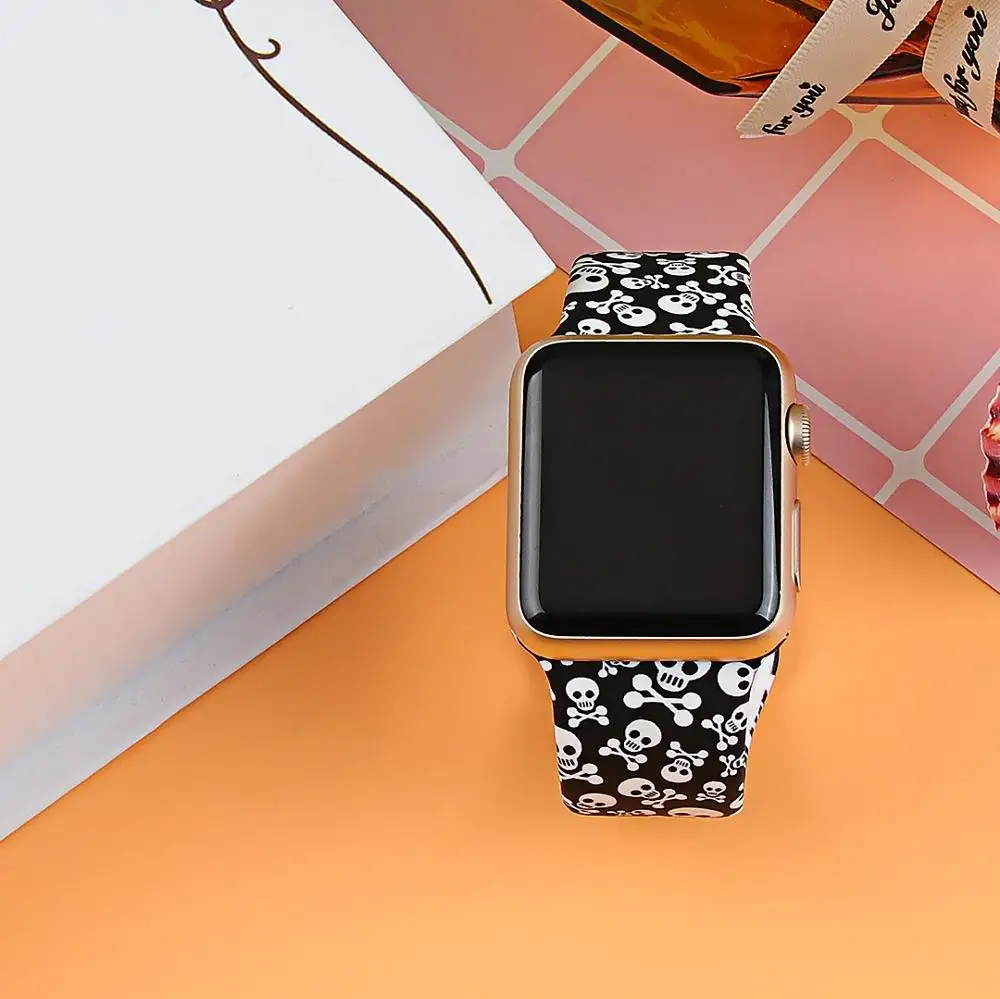 Спортивный силиконовый ремешок Joyozy для Apple Watch мягкий 38 мм 42 40 44 с героями