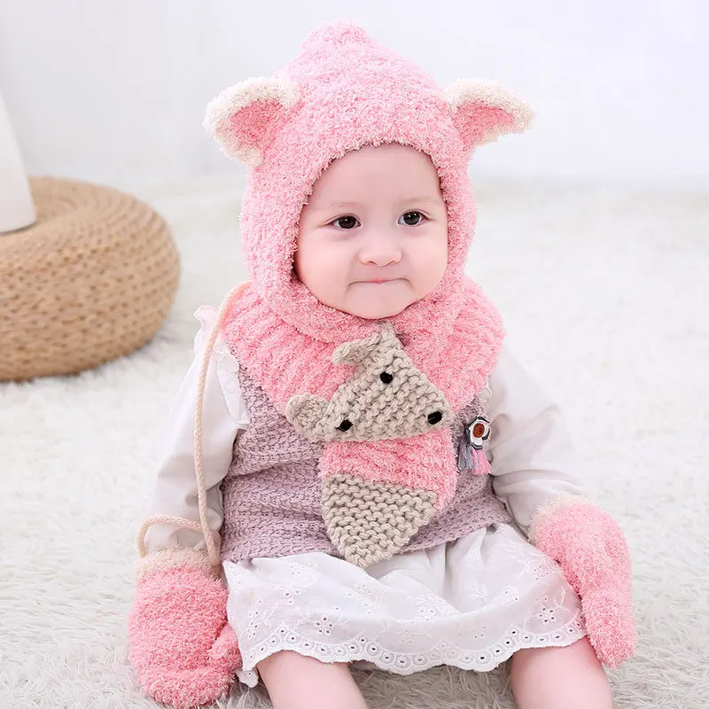 Хепберн бренд Ручной Вязки Зимняя утепленная шапка шарф перчатки из трех