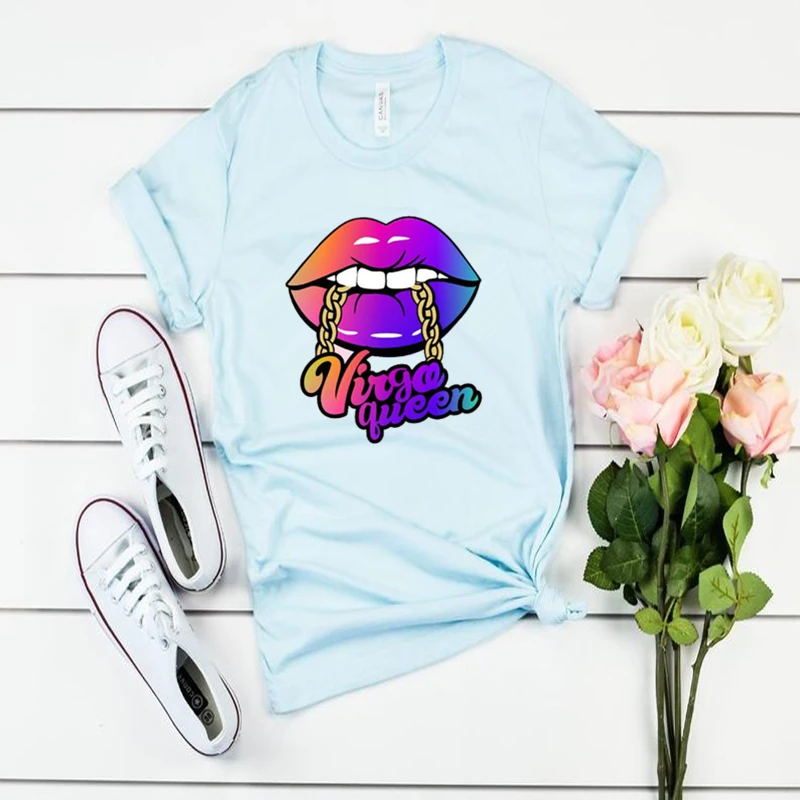 

Virgo Queen Shirt,Virgo Gifts, August September BirthdayT-shirt, Twelve constellations summer casual T-shirt graphic tee