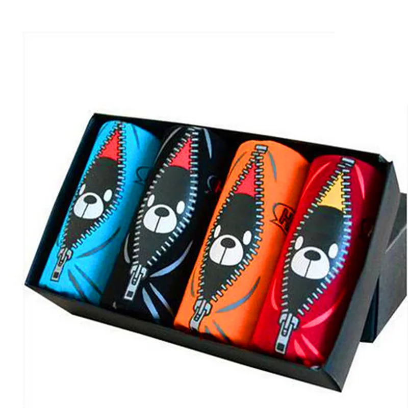 Нижнее белье мужское 4 шт./лот боксеры с забавным мишкой из аниме мультфильма