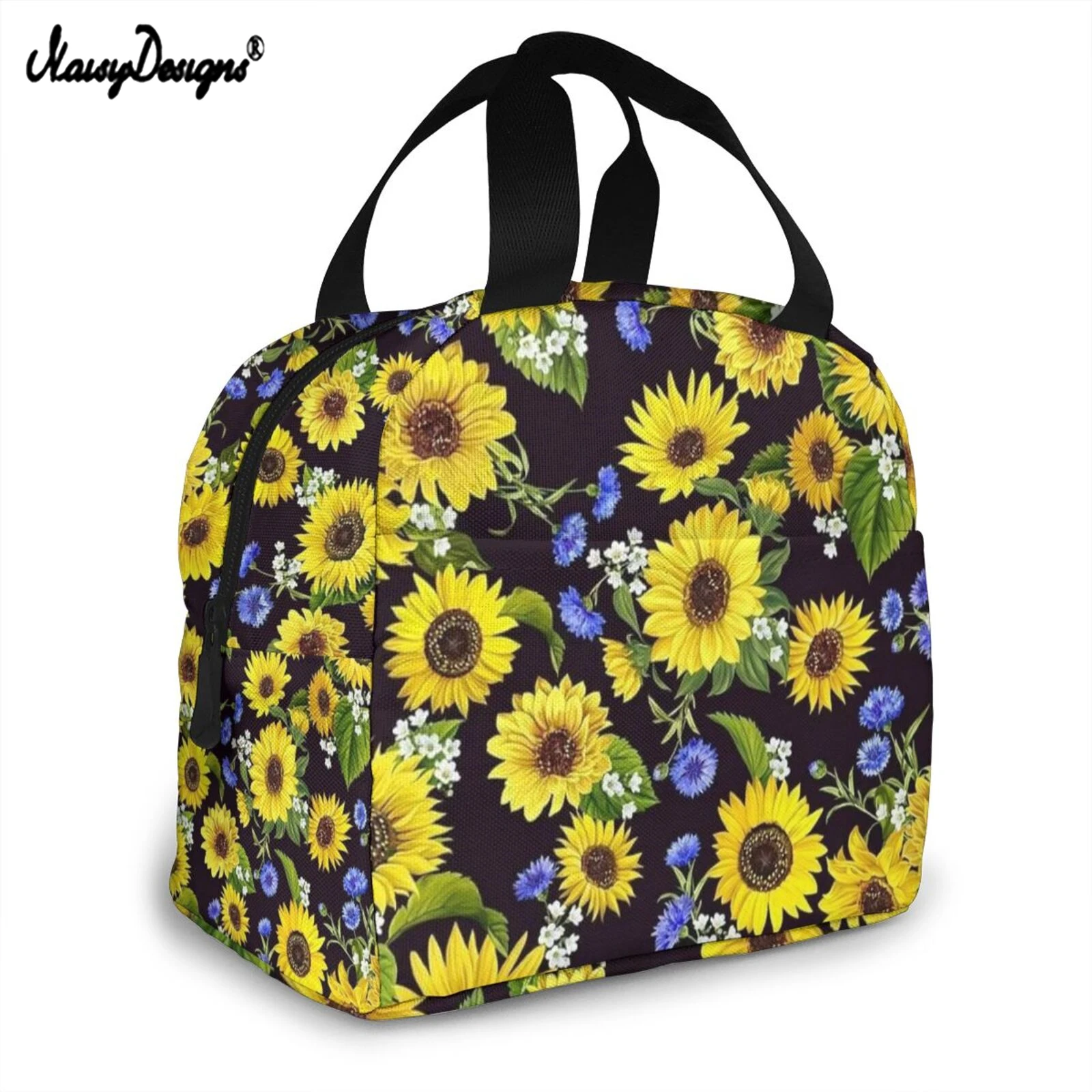 

NOISYDESIGNS Women Large Capacity Portable Lunch Bag Fresh Keeping Box Tote Sunflower Print Travel Food Lunch Storage Hand Bags