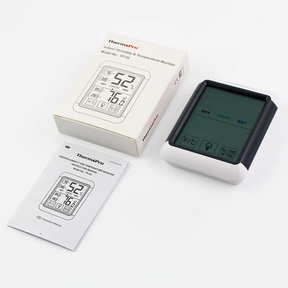 Thermopro TP55 цифровой гигрометр Термометр комнатный термометр с сенсорным экраном и подсветкой датчик влажности