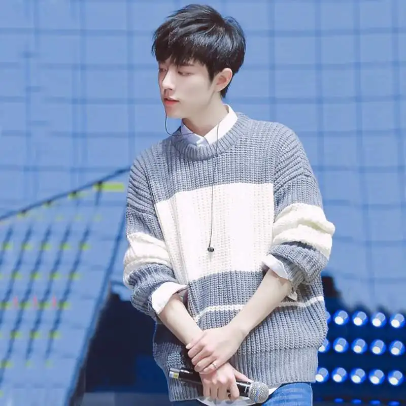 

Autumn and winter men's sweater new Korean loose boys' round neck sweater