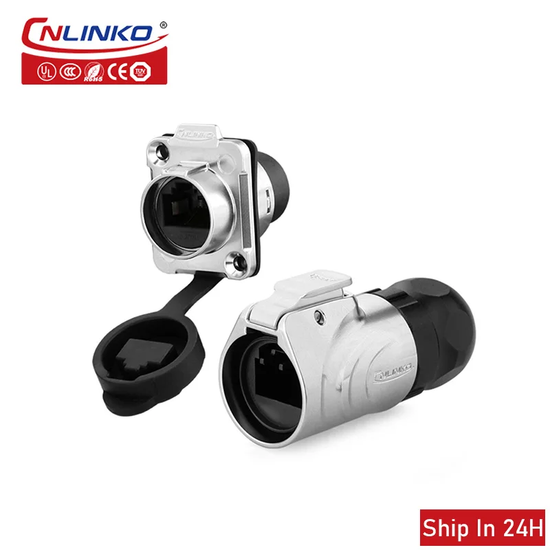 

Cnlinko LP16 Industrial Aviation Connector RJ45 Jack Panel Mount Waterproof Ethernet 8P8C Cable Female Metal Connector