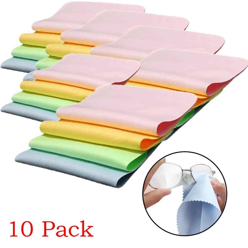 10 Pack Microfiber Cleaning Cloth Wipes For Eyeglasses 130mmX130mm Eyeglass Cleaning Cloth For Camera Computer Glasses Cloth