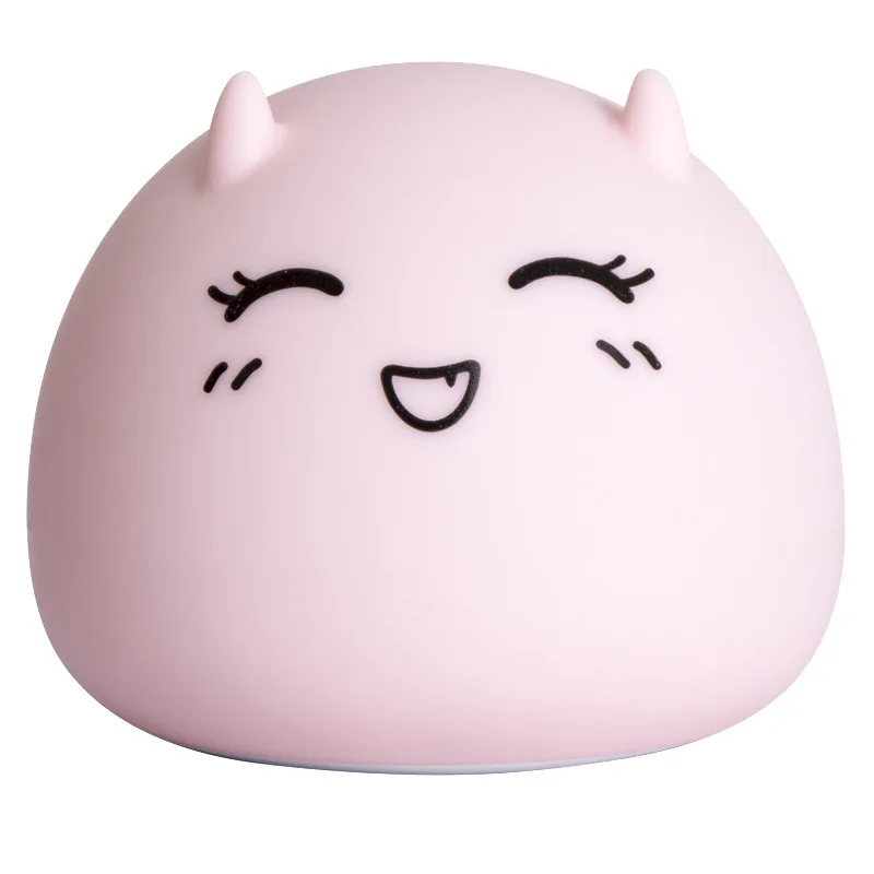 Battery - pink light USB маленький Дьявол Силиконовый светильник мультфильм теплое сердце милый воздушный контроль patted красочный, крутой ночник - Испускаемый цвет: Battery - pink light