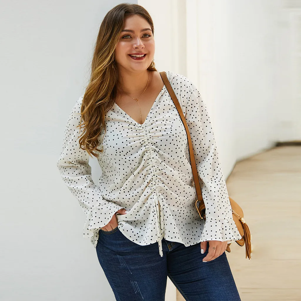 Женская блузка с длинным рукавом и V-образным вырезом | одежда