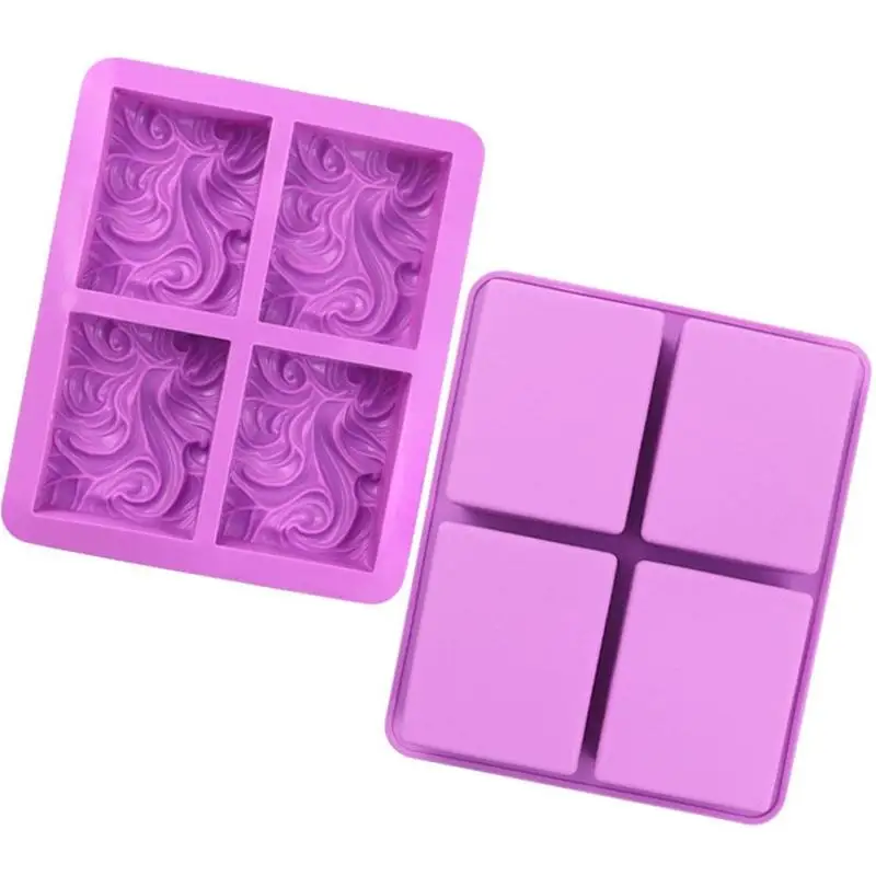 

4-cavity wavy flower silicone handmade soap mold Cake essential aromatherapy mold mold DIY oil plaster soap mold E6Z6