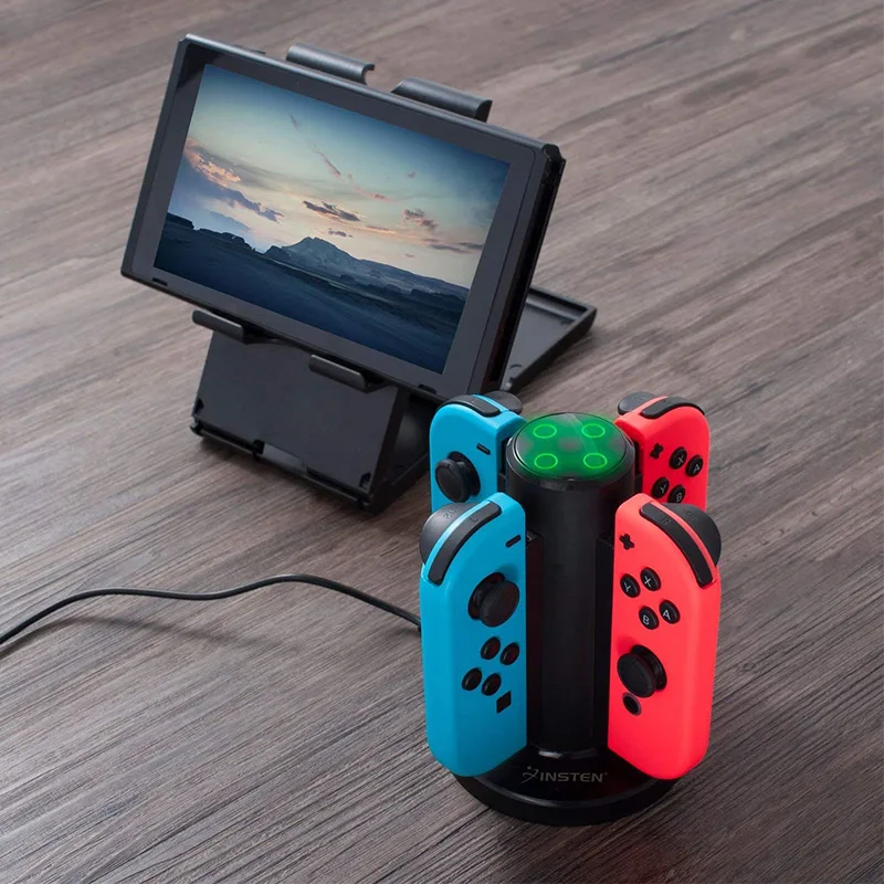 Joy Con зарядное устройство для NS nintendo Switch USB 4 в 1 Joy-Con зарядная док-станция+ светодиодный