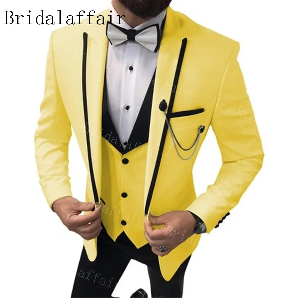 Индивидуальный пошив Розовые Костюмы Bridalaffair 2019 Черные смокинги с лацканами