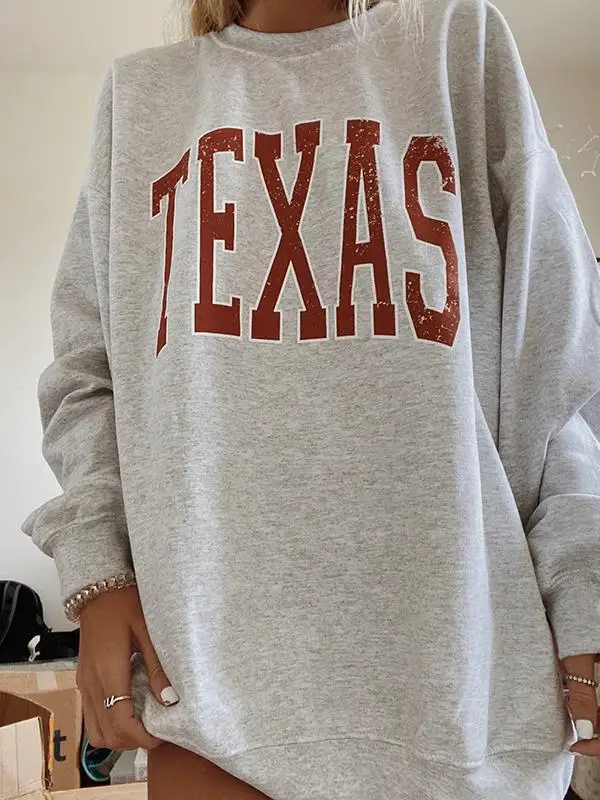 Серый пуловер с надписями спортивный свитер рисунком Женские С капюшоном