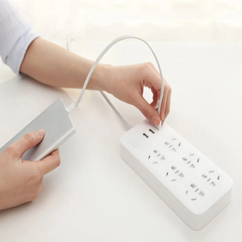 Xiaomi Mijia мощность полосы Топ 1 8 m 6 розетки 10A 250V 2500W 3USB порт 5V 2.1A быстрой зарядки