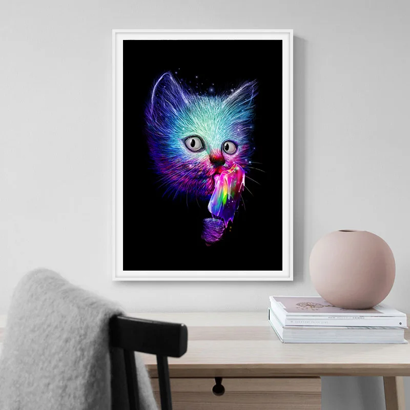 Скандинавская Настенная картина фотообои с абстрактным котом и фотографиями для