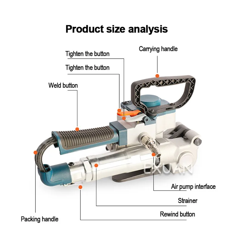 

Pneumatic Friction Welding Baler Strapping Machine Air PET Banding Machine Tool For 13-19mm Width PET Straps
