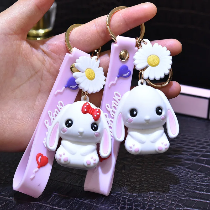 

Cute Cartoon Long-eared Rabbit Lop-eared Rabbit Couple Keychain Bag Pendant Girl Heart Pendant Car Keychain Couple Customization