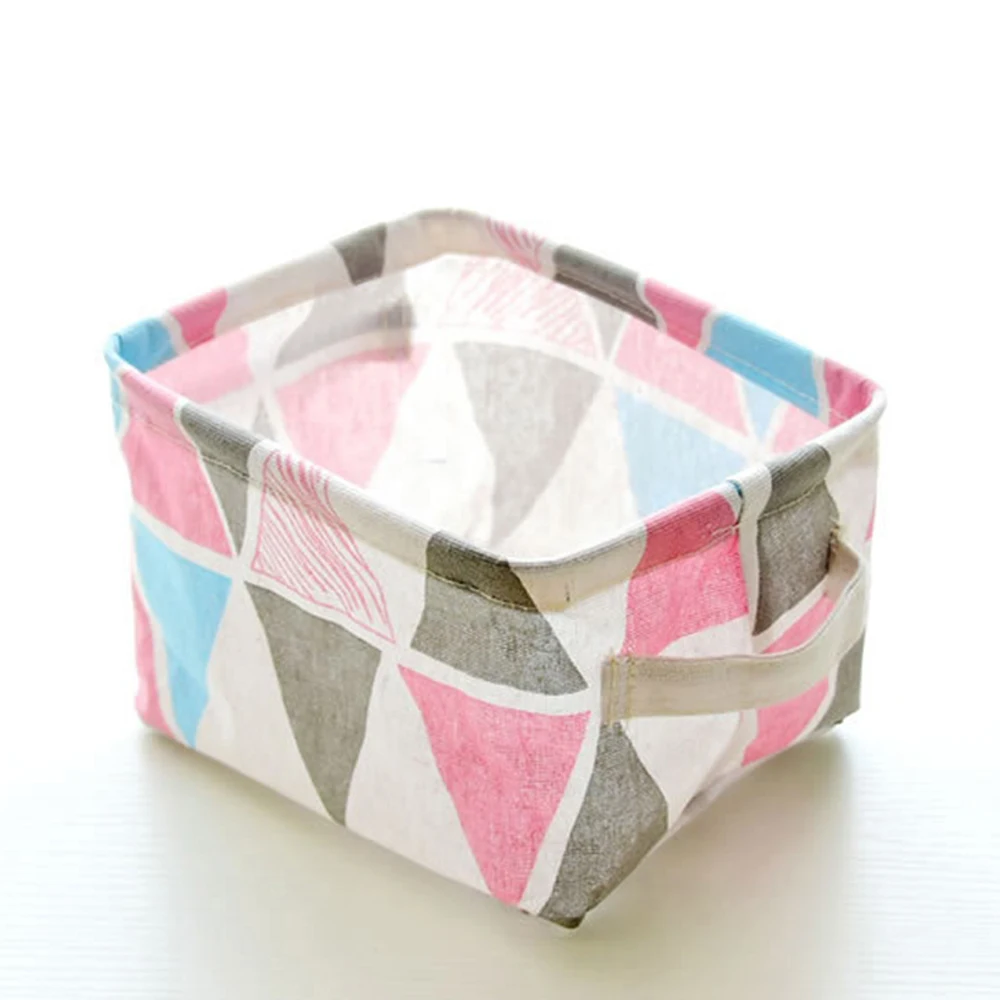 Треугольная корзина для хранения из хлопковой и льняной ткани настольная мусора