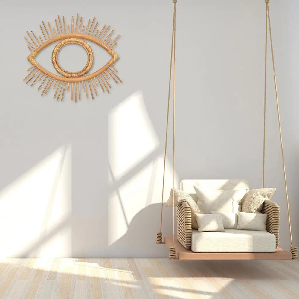 

Innovative Rattan Crafts Wall Mirror Eye Mirror Frame Mirror Wall Hanging Frame Decoration Home Living Room Decorative