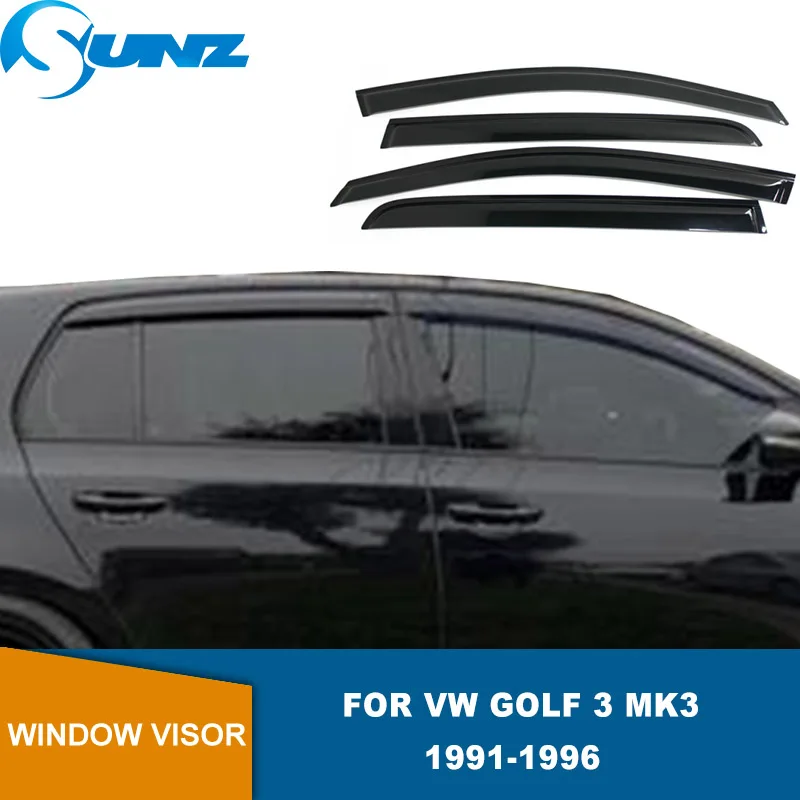 

Дефлекторы боковых окон для VW Golf 3 Mk3 1991 1992 1993 1994 1995 1996 черный козырек на окно ветрозащитный козырек от солнца и дождя SUNZ