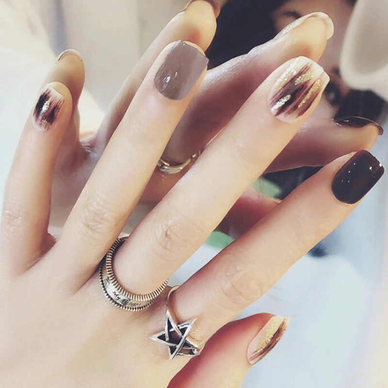 24 шт./компл. модный стиль Готовые накладные ногти круглые/квадратные насадки для