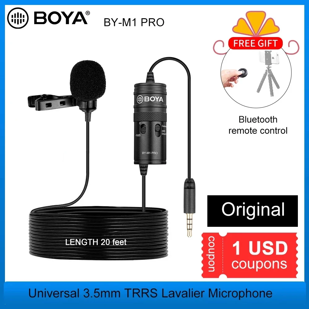 Микрофон BOYA BY-M1 Pro петличный Студийный микрофон с зажимом конденсаторный для