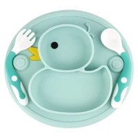 anti slip baby dishes food grade silicone plate for toddler self feeding suction placemat