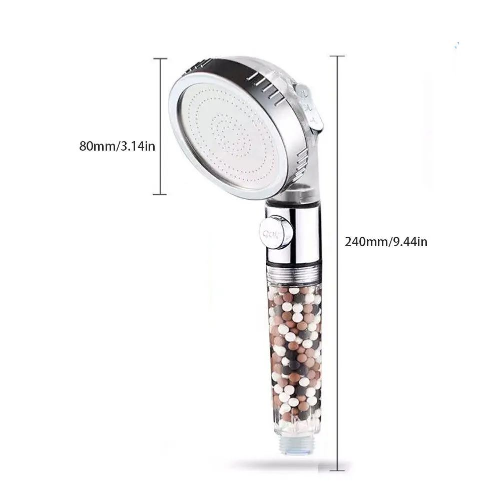 

Bathroom 3-Function SPA Shower Head With Switch On/Off Button High Pressure Anion Filter Bath Head Water Saving Shower Heads