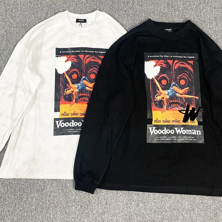 

Футболки с длинным рукавом и принтом граффити Welldone для мужчин и женщин, высококачественные футболки We11done в стиле Харадзюку, 1:1