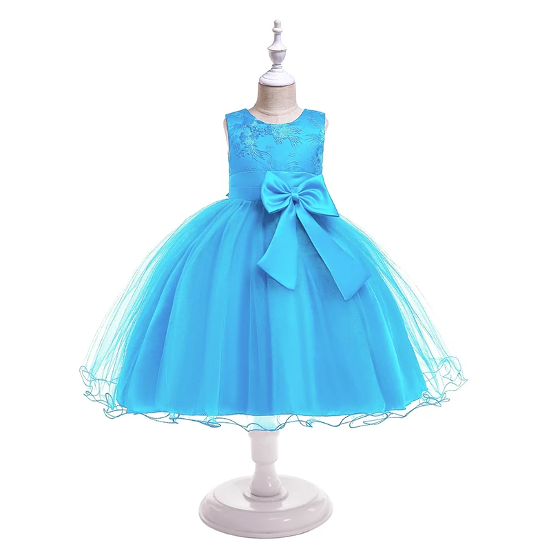 Children Formal Clothes Trend Bow Solid Color Cute Princess Tutu Girls Dress Christmas Day Stage Kids Dresses for 3-10Y | Детская одежда