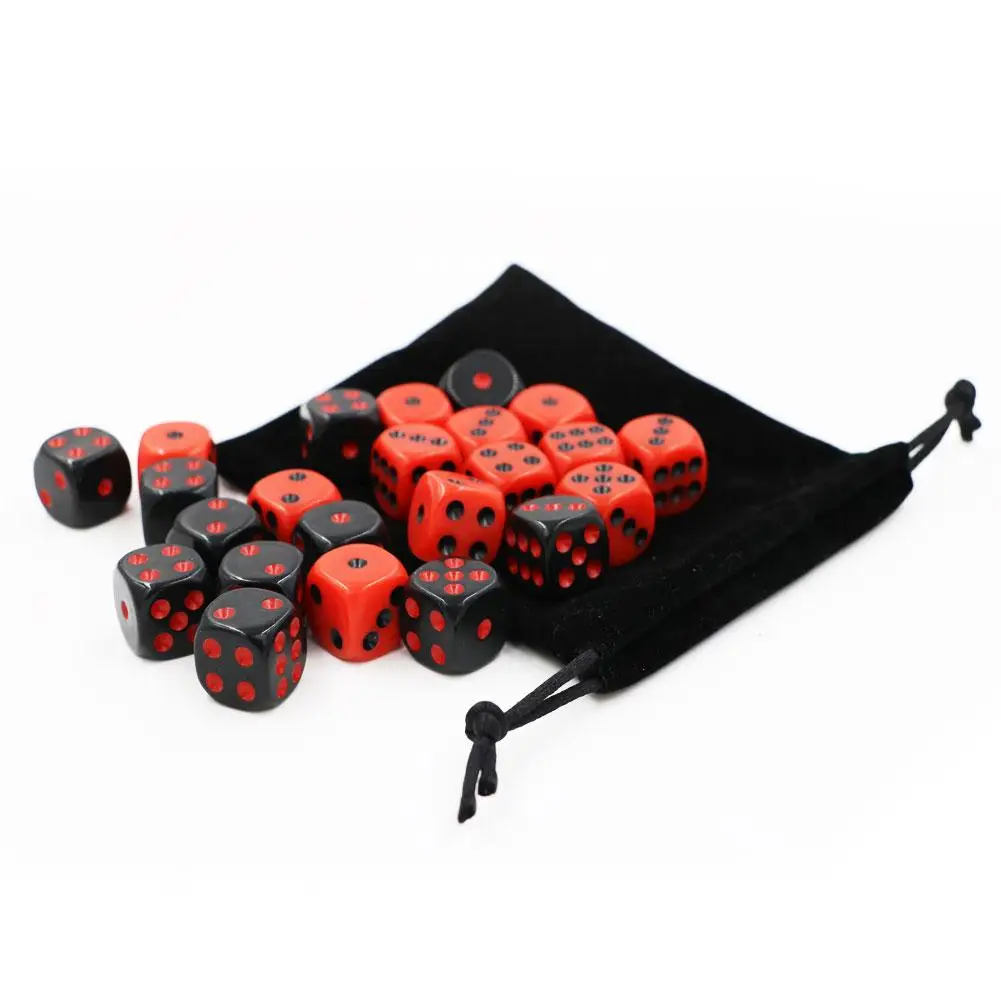 

24PCS Six Side Dice Hard Classic Red and Black Spots or Black and Red Spots for Games Lovers Parties