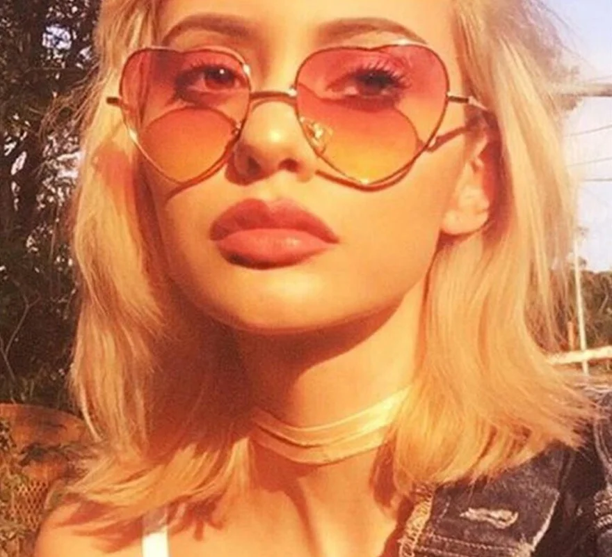 Женские металлические солнцезащитные очки в форме сердца брендовые