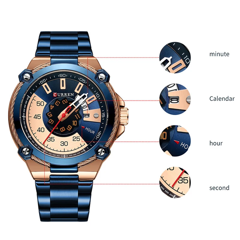 

Curren Man Watch Big Sport Male Watch Luxury Military Mens Watches Top Brand Luxury Men's Wristwatch Clock Relogio Masculino